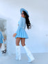 Pleated shorts + double belt J72 - LIGHT BLUE